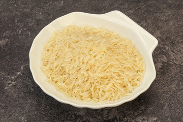 Raw basmati rice in the bowl
