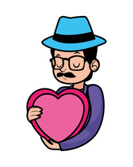 young father with heart character