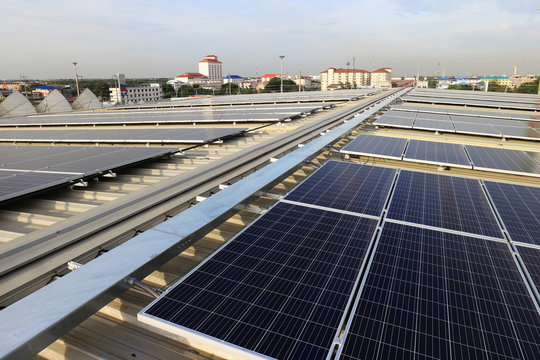 Solar PV Rooftop with Cable Raceway City Background