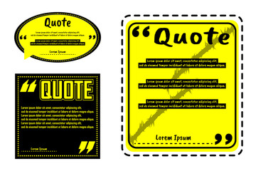 Vector illustration of quotes. quote frame with oval, and square shape, yellow background with broken lines