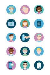 bundle of medical staff set icons