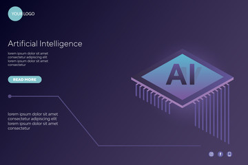 Fototapeta premium Artificial Intelligence Web Page Vector Illustration