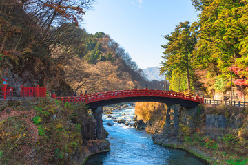 Fototapeta premium Shinkyo Bridge during Autumn in Nikko