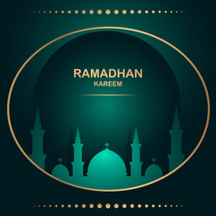 RAMADAN KAREEM OR RAMADAN MUBARAK. Template for card for the celebration of the Muslim community festival
