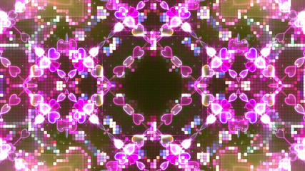 kaleidoscope illumination light line neon glitter disco abstract  3D illustration background.