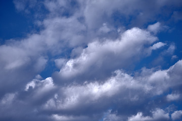 white clouds floating in the blue sky