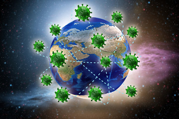 Illustration of coronavirus covid-19 pandemic - 3d rendering
