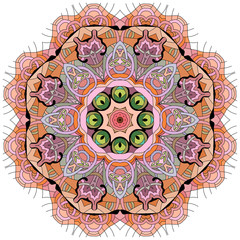 Colorful cute Mandalas. Decorative unusual round ornaments.