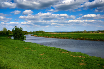 summer landscape with river and sky