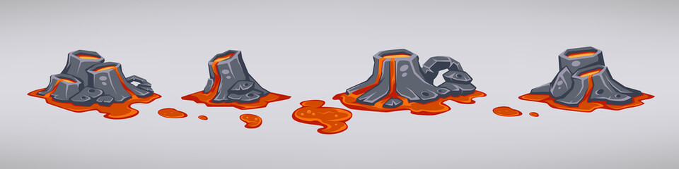 cartoon vector volcano collection for your mobile game - 343074852
