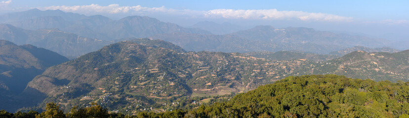 Fototapeta na wymiar View at the himalaya ridge from Tansen on Nepal