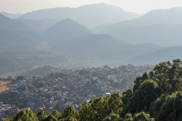 Fototapeta na wymiar View at the town of Tansen on Nepal