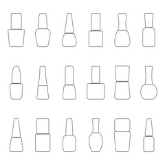 Set of contours of nail polish bottles, vector illustration