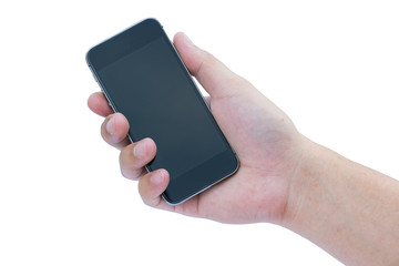 Hand holding the black smartphone