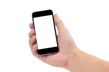 Hand holding the black smartphone