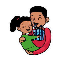 young father with little daughter character