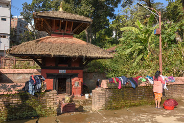 Obraz premium People at a temple of Tansen on Nepal