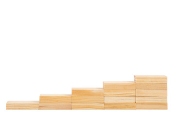 Stairway made of wooden pegs. Business concept growth success process