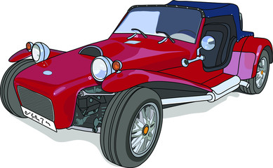 Red Car. Vector Illustration.