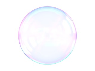 3d crystal ball pink blue gradient colors  isolated on white background. Abstract bubble glossy pastel 3d geometric shape object illustration render. 