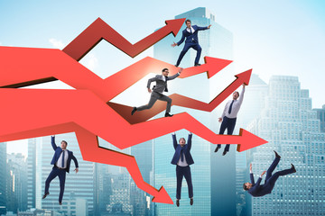 Businessman in business chart concept