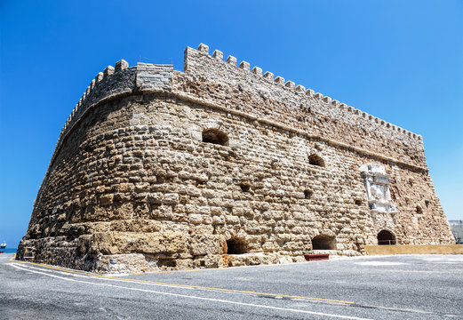 The medieval sea fortress of Kules in the city of Heraklion on Crete, in Greece.