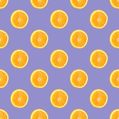 Seamless geometric cross-sectional orange pattern on a purple background. pattern.