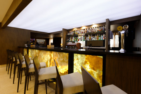 Interior of modern pub or bar, free space