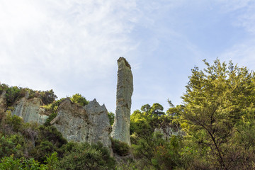 Rock finger. Сliffs of Putangirua Pinnacles. New Zealand