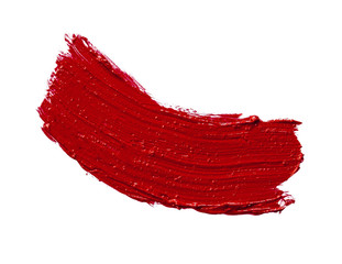 Red lipstick smudge stains isolated on white background