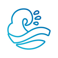 water wave ocean line gradient style icon