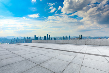 Fototapeta premium Empty square floor and chongqing city skyline,China.