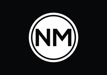 Initial Monogram Letter N M Logo Design Vector Template. NM Letter Logo Design
