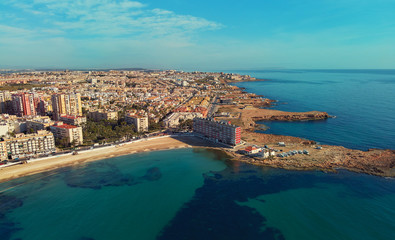 Aerial panorama of Torrevieja cityscape. Costa Blanca. Spain