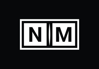 NM Letter Logo Icon Initial Monogram Simple Minimalist Corporate Square Modern Brand Identity