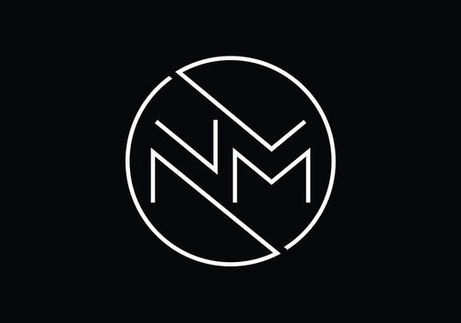 Modern NM Initial Logo Design Circle Outline Elegant Minimalist Corporate Brand Monogram Identity