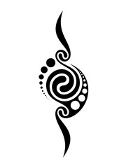 Minimal abstract stencil, tribal tattoo sketch. Black and white sign of magic spiral mascot, symbol of sun and time. Vector template.