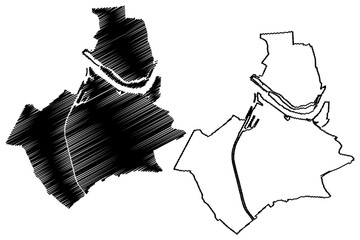Nijmegen City (Kingdom of the Netherlands, Gelderland, Holland) map vector illustration, scribble sketch City of Nijmegen map