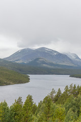 Fototapeta premium Beautiful Norwegian landscape. view of the fjords. Norway ideal fjord reflection in clear water. selective focus