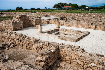 Fototapeta na wymiar During excavations of ancient Paphos, archaeologists found the remains of buildings dating back to the first centuries of the Christian era. Then the city belonged to the Roman, and then Byzantine em