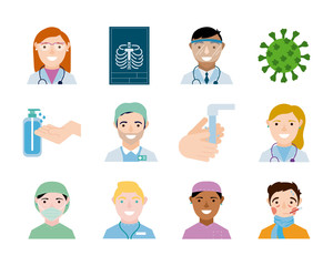bundle of medical staff set icons