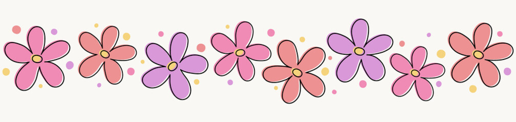 Colourful banner with spring flowers. Mother’s Day, Women’s Day and Valentine’s Day decoration. Vector