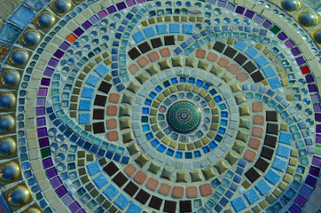 Beautiful pattern of Thai definition and mosaics with pebbles