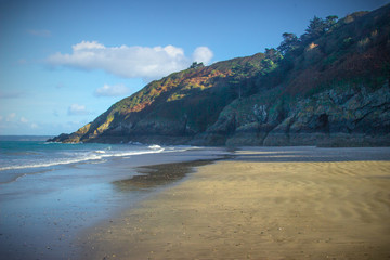 Plerin, Brittany, France - October 6 2019: Coast views from Pointe Roselier