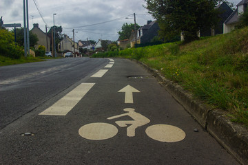 Saint-Brieuc, Brittany, France - September 26 2019: Streets of Saint-Brieuc with street signs