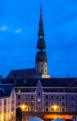 Old medieval church tower - Saint Peters Lutheran church in Riga, Latvia