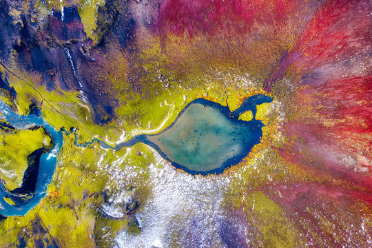 Volcanic Crater In The Highlands Of Iceland Aerial