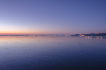 frosty Balaton lake sunrise