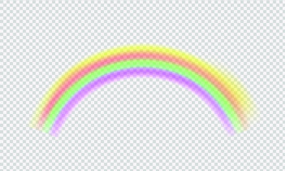 Colored  rainbow fantasy symbol  isolated on checkered  background.Vector realistic translucent sky. 