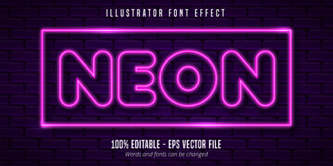 Neon lights signage style editable font effect © DesignVectX